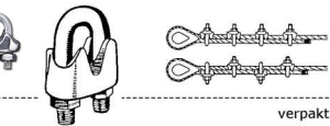 167233 -  Roestvrijstaal Staaldraadkabel (kwaliteitA4:RVS-316) (voor kabel :2 + 3mm) (bout dikte:M 3) (beugel dikte:2,6mm) (verpakt per:50)