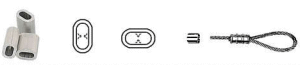 163253 -  Roestvrijstaal Staaldraadkabel (kwaliteitA4:RVS-316) (voor kabel (d) :1mm) (lengte:5mm)  (inwendig maat :1,2x2,4mm) (materiaaldikte:0,7mm) (verpakt per:10)