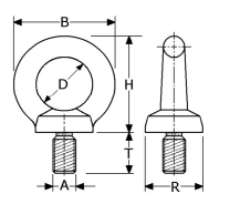 B265051 - Roestvrijstaal knevelschroeven (kwaliteit  A4:RVS-316)(maat Mx T :M 16x 27)(B H :63mm) (D R :35mm) (verpakt per:10)