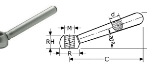 B266220 - Roestvrijstaal knevelmoeren (kwaliteit  A4:RVS-316)(maat M :M 8)(C uitwendig :63mm) (H hoogte :30mm) (D dikte :9mm) (R borst :16mm) (RH borsthoogte :12,5) (verpakt per:10)