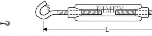 169273 -  Roestvrijstaal Staaldraadkabel (kwaliteitA4:RVS-316) (bout dikte:M 6) (lengte inwendig:10mm) (lengte huis:90mm) (verpakt per:50)