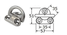 177283  -  Roestvrijstaal oogplaten (kwaliteitA4 :RVS-316) (plaat:57x51mm) (opbouwhoogte totaal:13/43mm)(ring inwendig:37x34mm) (ring dikte:8mm) (ring uitwendig:059mm) (verpakt per:10)