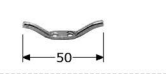 179214  -  Roestvrijstaal oogplaten (kwaliteitA2 :RVS-304) (lengte:50x10mm) (hoogte totaal:10mm) (voor schroeven:3/3,5mm) (verpakt per:10)