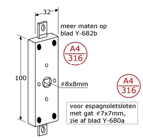 Roestvrijstaal piwax espagnoletsloten - 682216