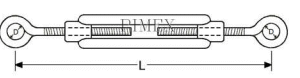 169252 -  Roestvrijstaal Staaldraadkabel (kwaliteitA4:RVS-316) (bout dikte:M 5) (lengte inwendig:8mm) (lengte huis:70mm) (verpakt per:50)