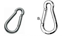 128238 - Roestvrijstaal S-haken (kwaliteitA4:RVS-316) (dikte :8mm) (totale lengte:80mm) (opening B max:10mm) (breek-belasting:800kg) (verpakt per:25)