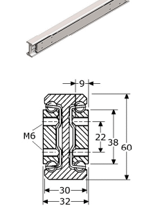 Roestvrijstaal,Ladegeleiders-903666 - (Length:1000mm)-(Uittrek:1000mm)-(Breedte:32mm)-(Draagvermogen:430Kg/Pr)-(Per:1Pr)