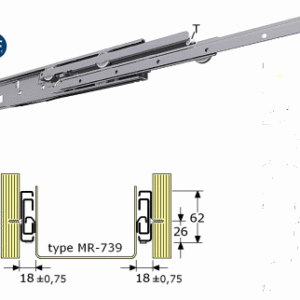 Roestvrijstaal,Ladegeleiders-927228 -(Type:R-7@)-(Length:665mm)-(Uittrek:635mm)-(Breedte:18mm)-(Draagvermogen:70Kg/Pr  1.4509)-(Per:5Pr)