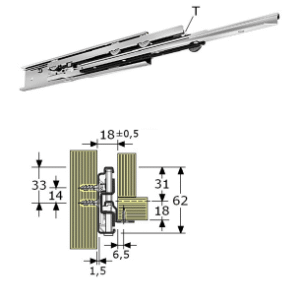 Crème epoxy & wit epoxy,Ladegeleiders-926867-(Type:W-86)-(Length:615mm)-(Uittrek:585mm)-(Breedte:18mm)-(Draagvermogen:60Kg/Pr)-(Per:5Pr)