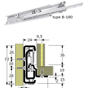 Staal verzinkt,Ladegeleiders-927943-(Type:V-180)-(Length:400mm)-(Uittrek:385mm)-(Breedte:24mm)-(Draagvermogen:200Kg/Pr)-(Per:2Pr)