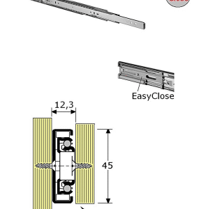 Staal verzinkt,Ladegeleiders-902435-(Type:EV-5)-(Length:500mm)-(Uittrek:497mm)-(Breedte:12,3mm)-(Draagvermogen:40Kg/Pr)-(Per:10Pr)