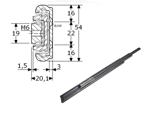 Aluminium,Ladegeleiders-917546-(Type:D500)-(Length:1000cm)-(Uittrek:1010cm)-(Breedte:20,1mm)-(Draagvermogen:43Kg/Pr)-(Per:1Pr)